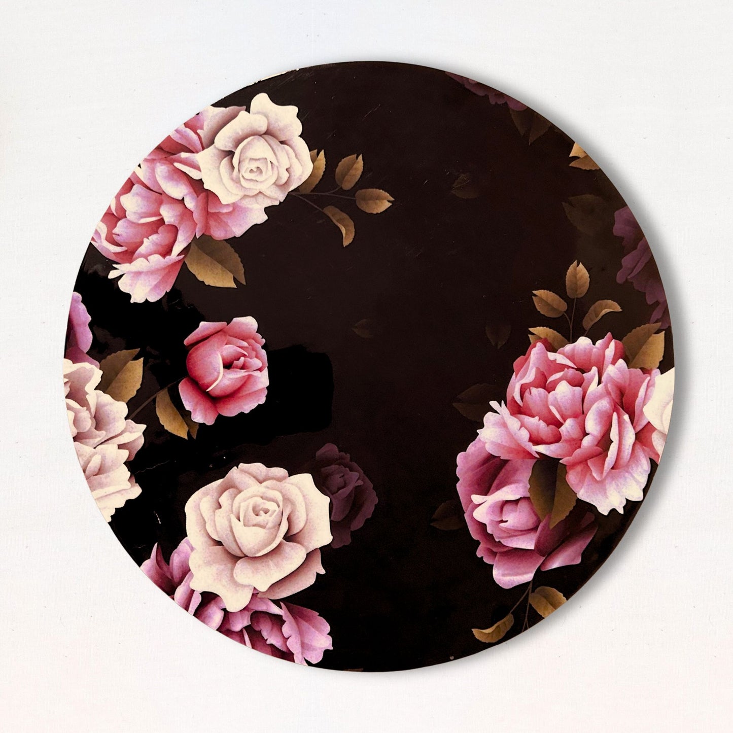 English Roses printed Decorative Tray or Placemat placed on a white backdrop.