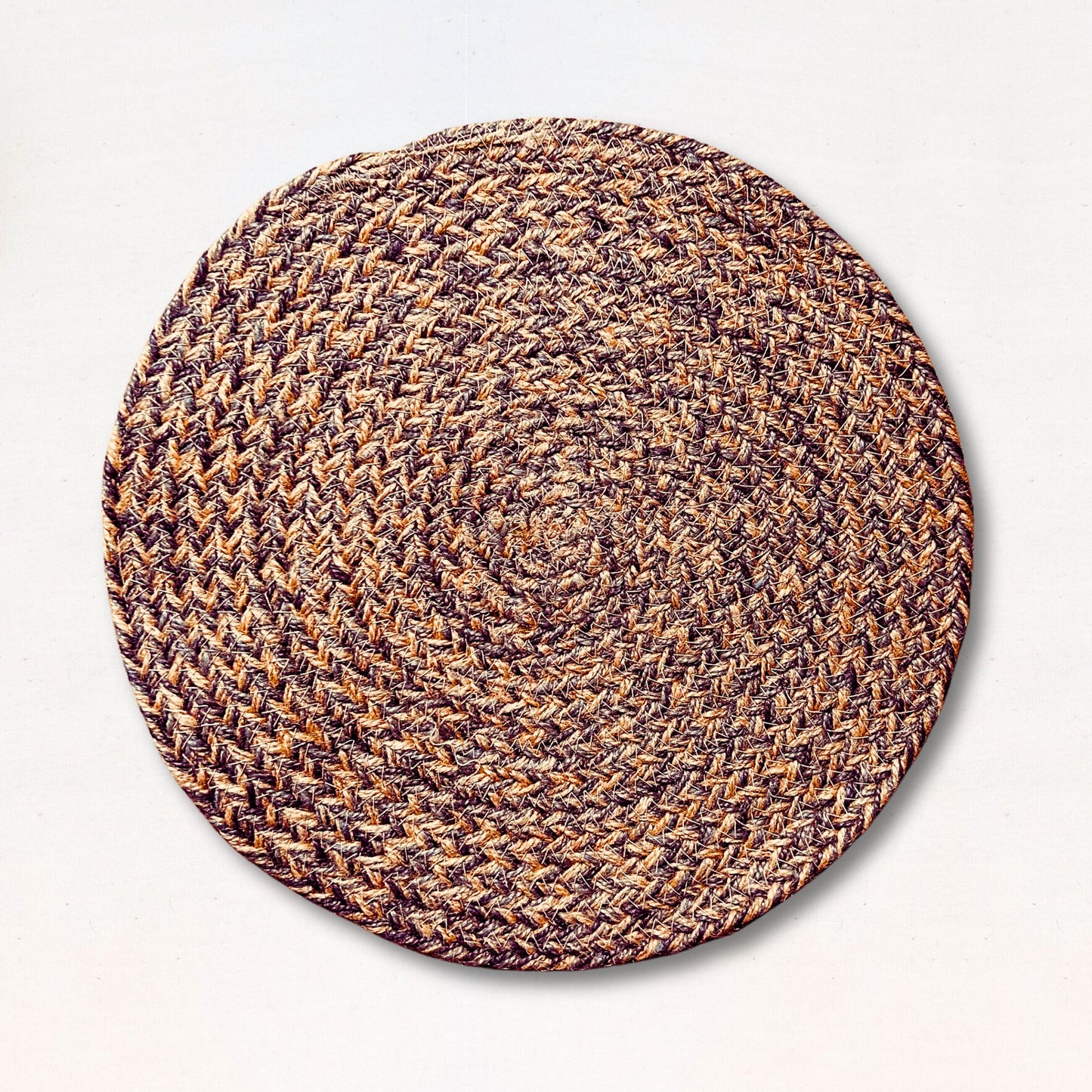 100% Jute placemat on a white backdrop.