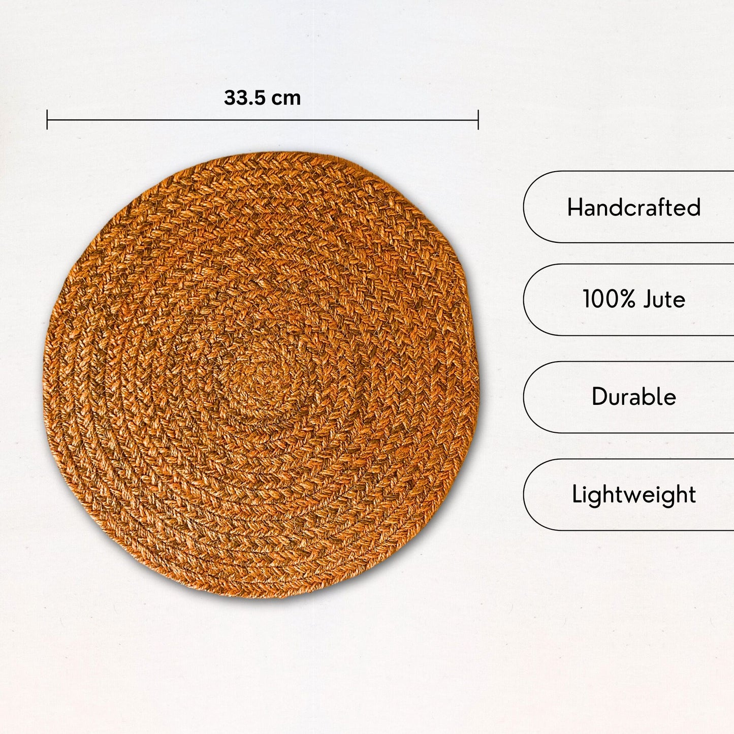 USP and dimensions of a 100% Jute placemat