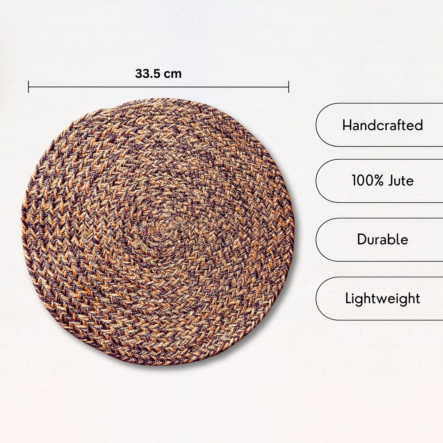 USP and dimensions of a 100% Jute placemat