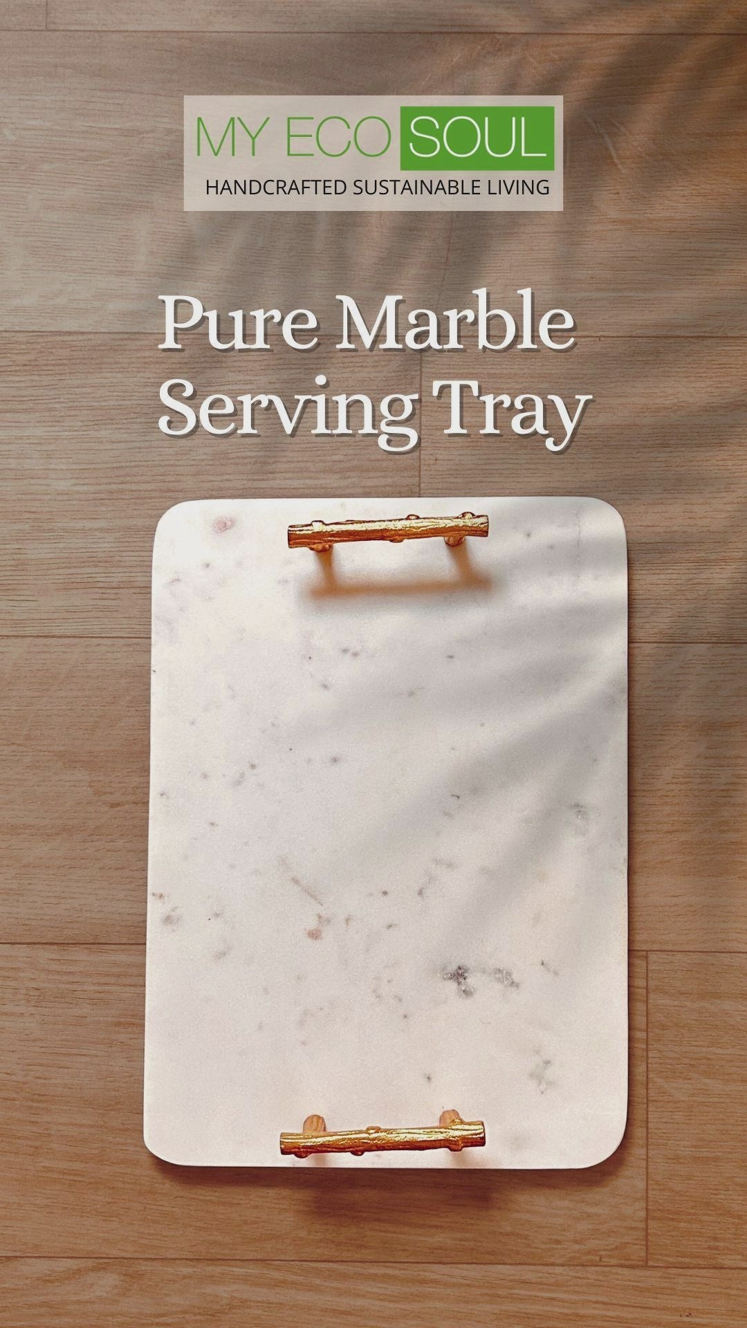 Product display of white marble serving tray